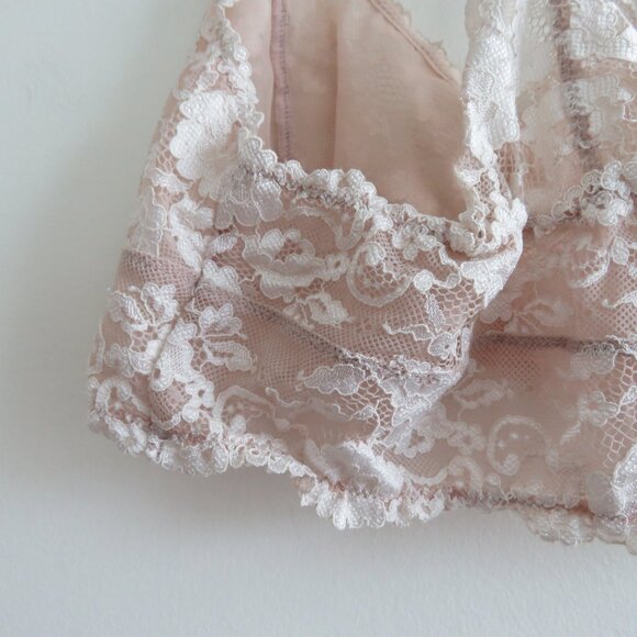 INTIMATELY FREE PEOPLE Galloon Nude Lace Bralette Bra Neutral Boho - Size S - Picture 11 of 14